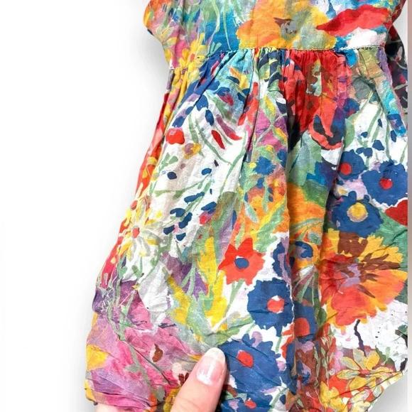 Stella McCartney Floral Watercolor Rainbow Cotton Ruffle Girl's Dress 9 Months - Picture 5 of 6